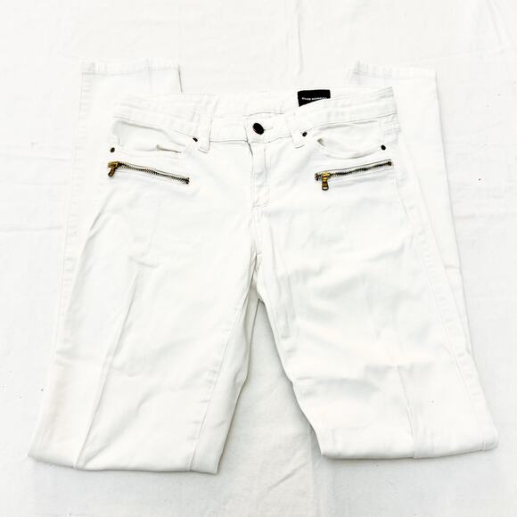 Club Monaco White Motorcycle Denim Jean Skinny Leg Size 28 - Picture 4 of 8